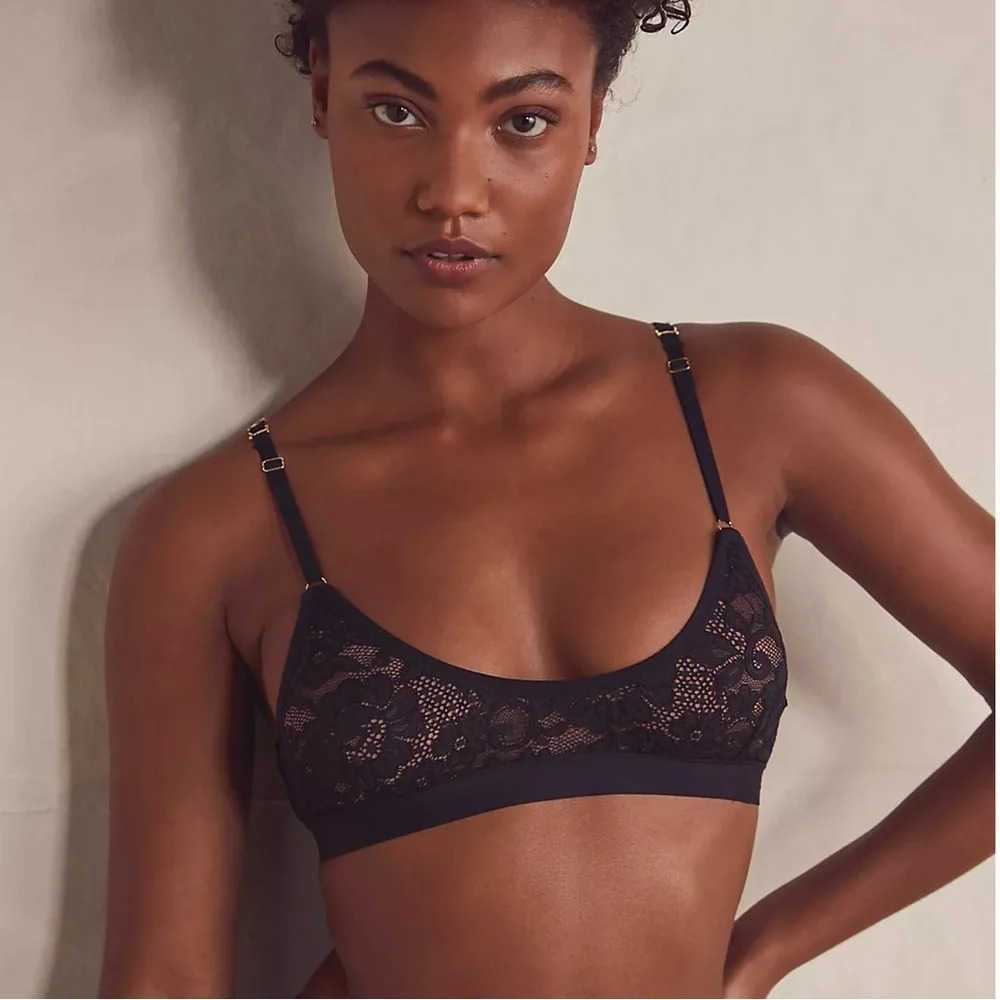 Revolve Free People We Are Hah Black Guard Her Lace Bra Medium